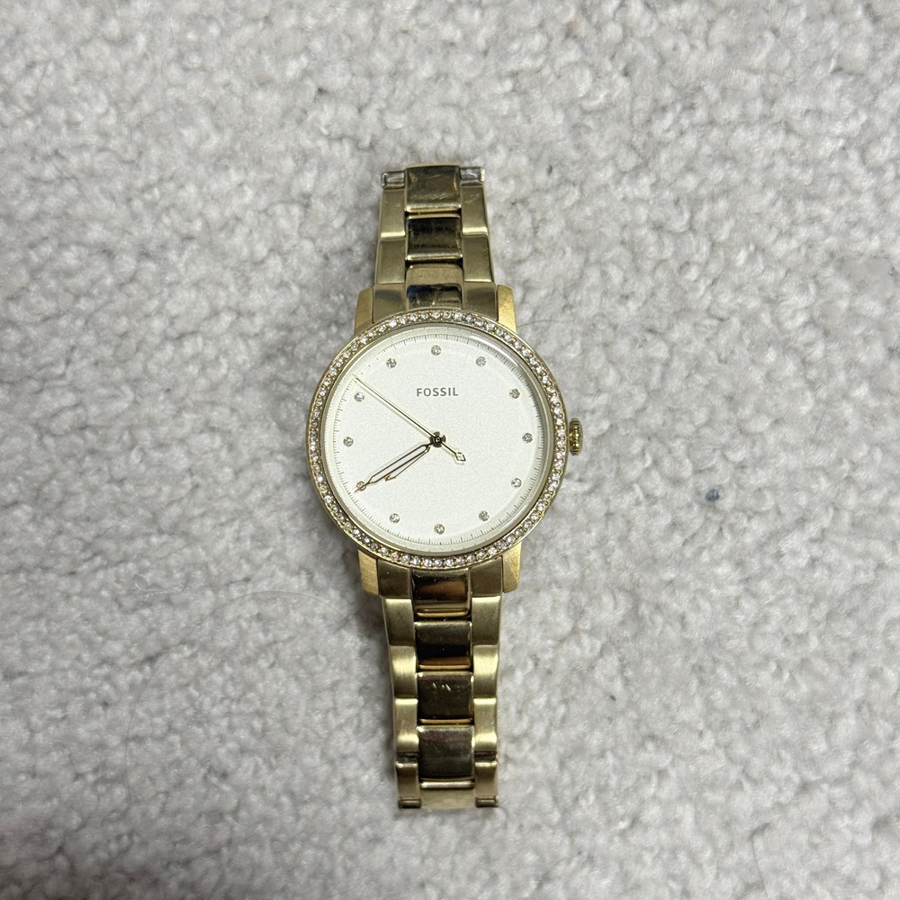 Fossil Womens One Size Watch ES4289 Neely Gold Tone Crystal Bezel White Dial